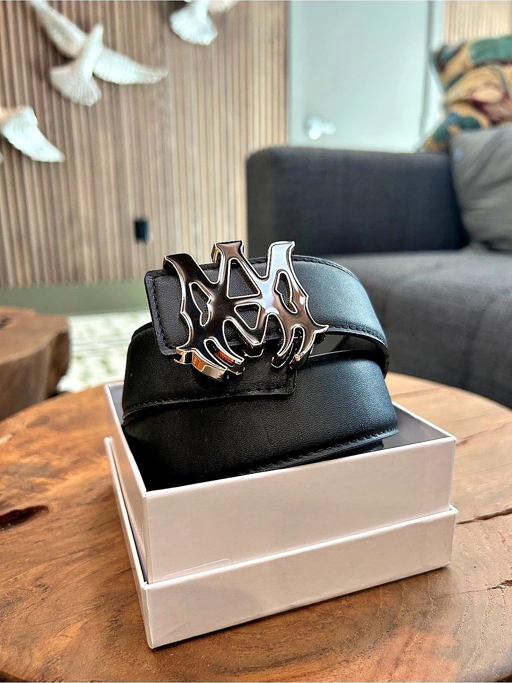 Amiri MA Core Logo Belt in Black Like New 32-36